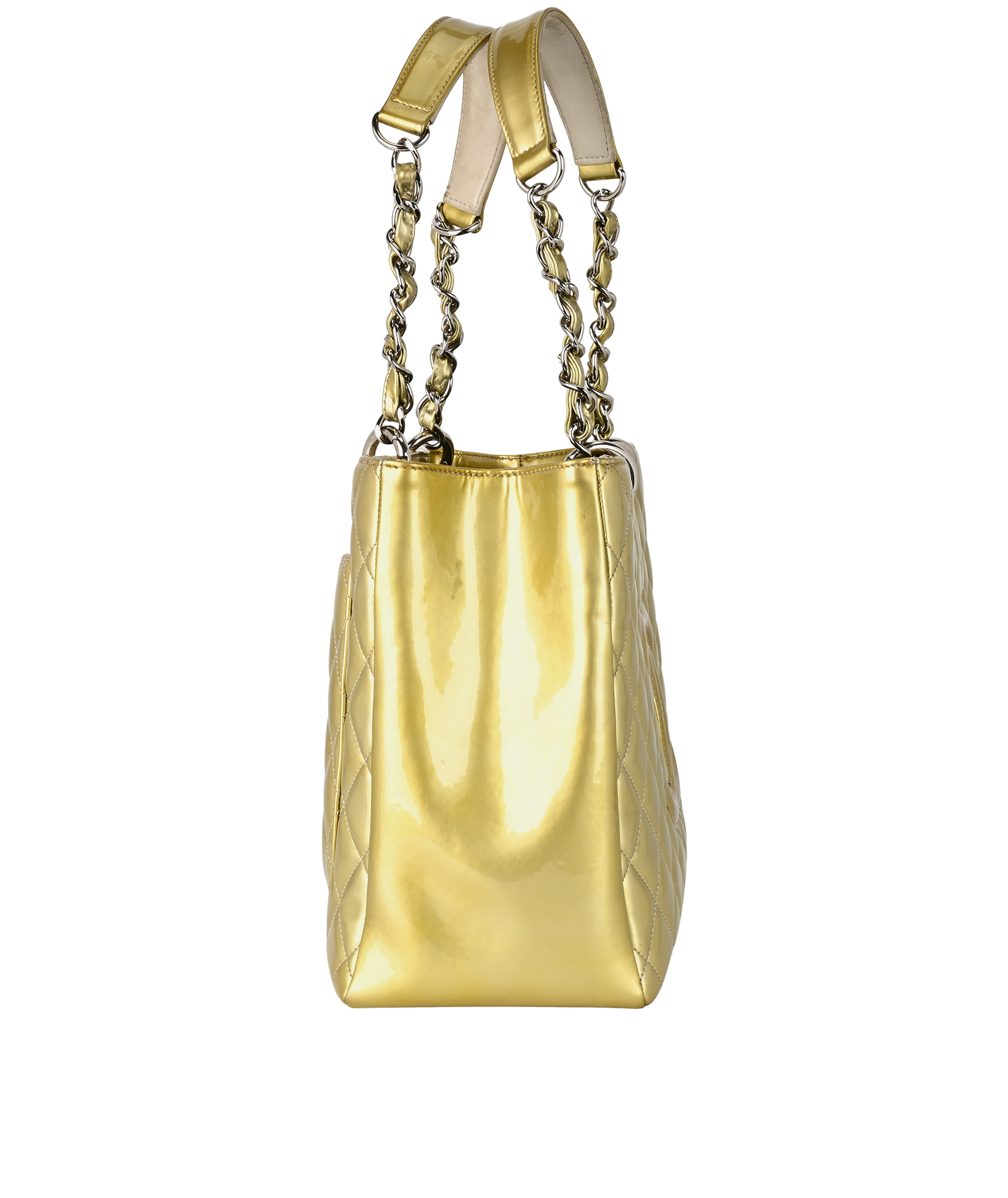 GST, &pound;1,200, Handbags, Gold, Patent Leather, Side view